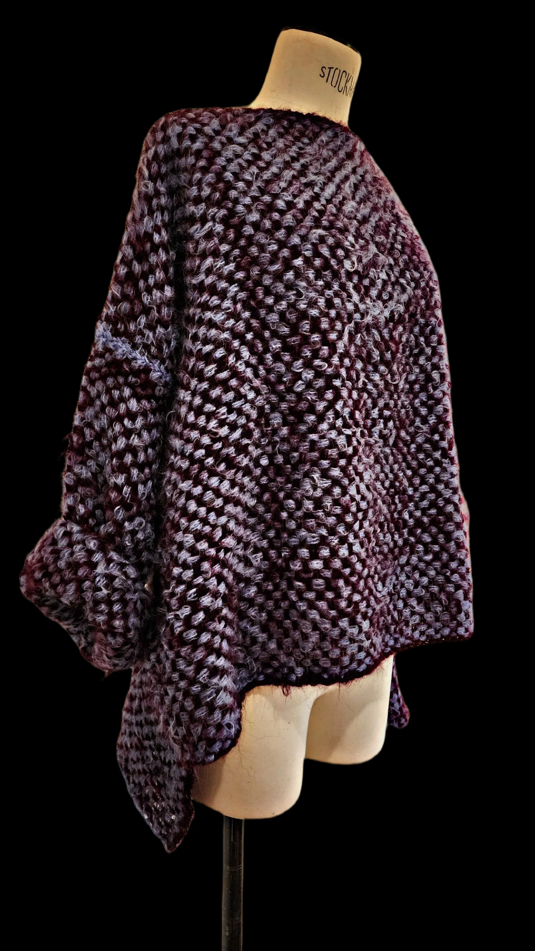 Hand loom 2 tone sweater (Alpaca) Rust - cobalt