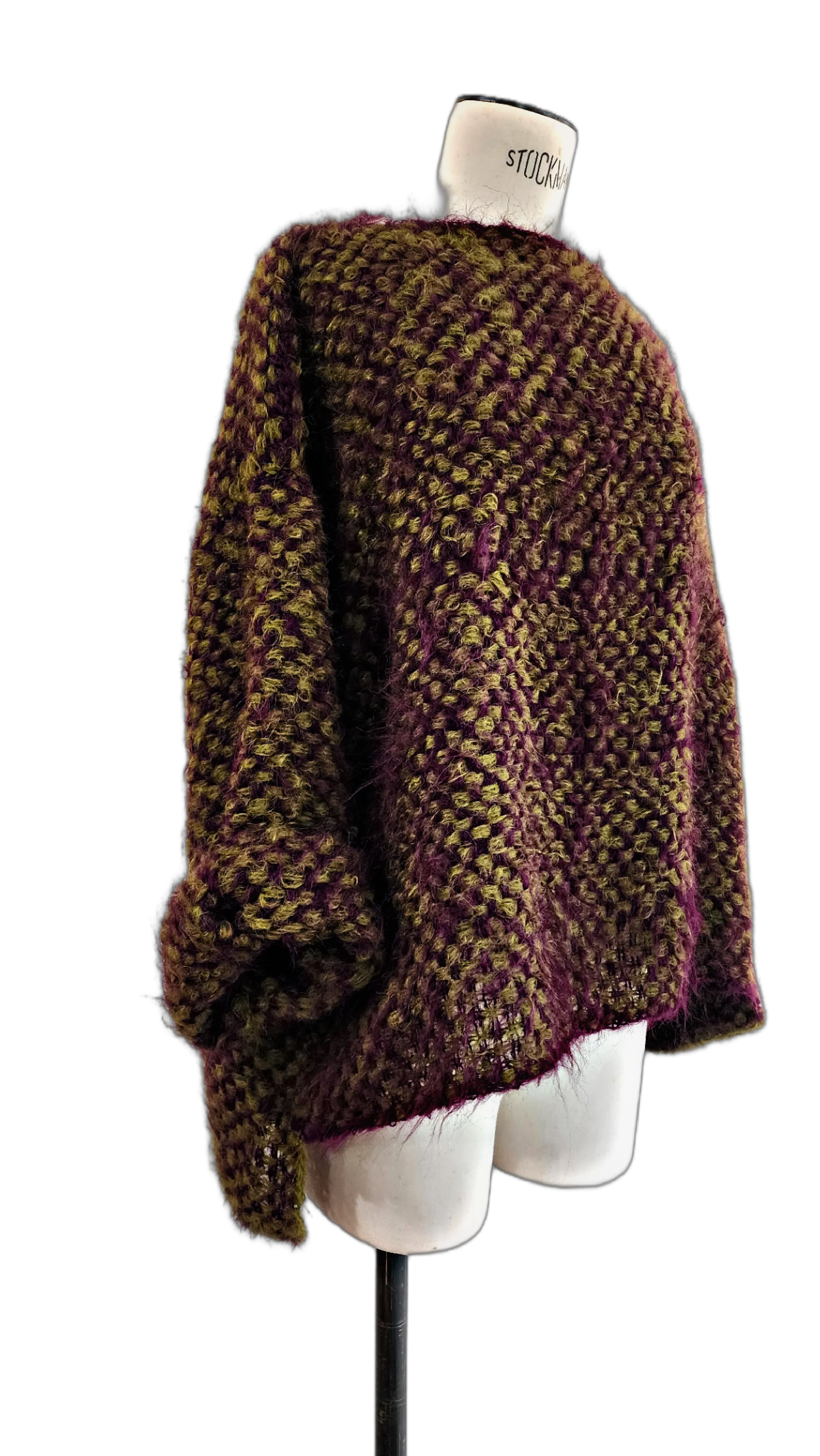 Hand loom 2 tone sweater (Alpaca) Rust - cobalt