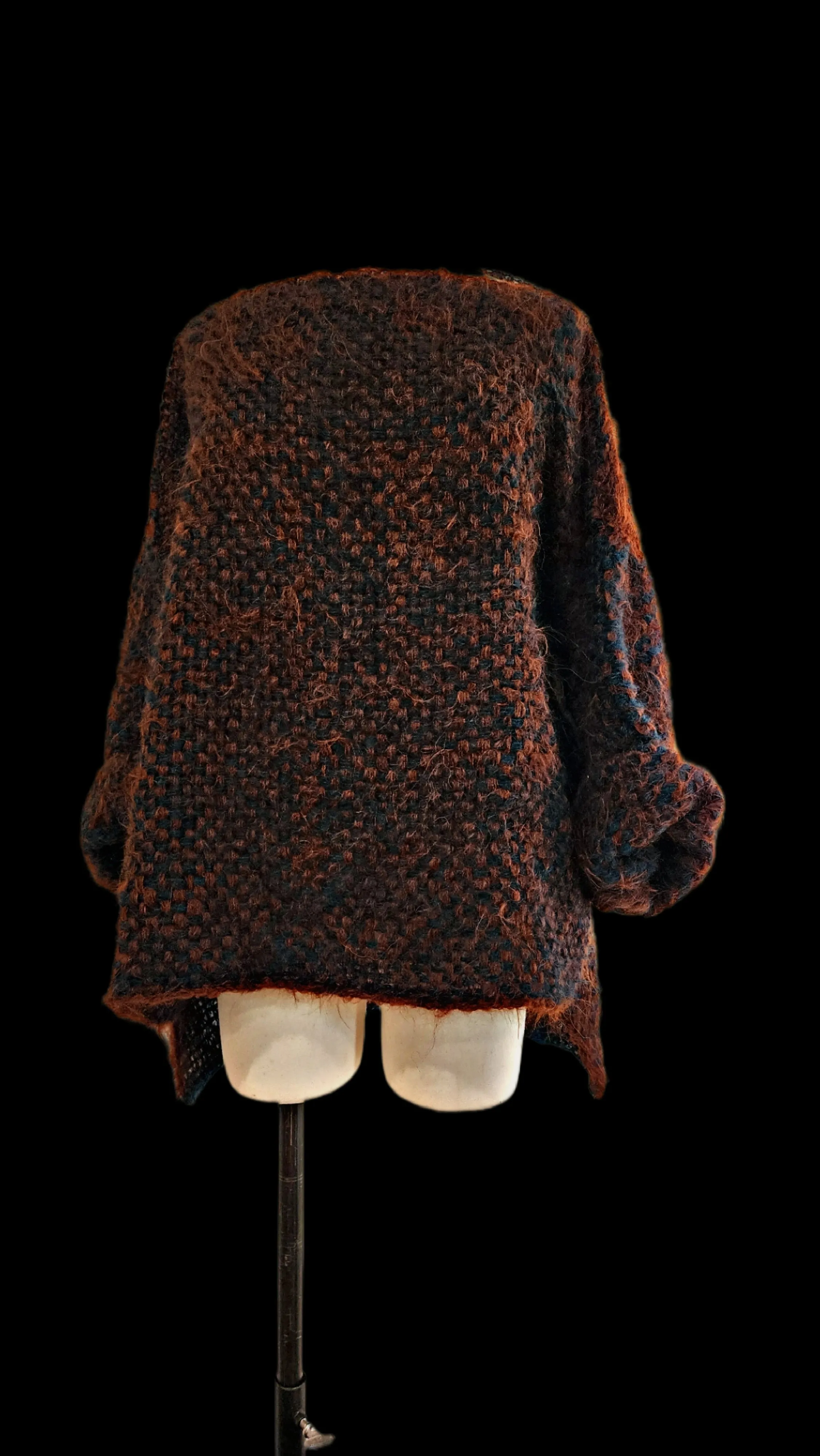 Hand loom 2 tone sweater (Alpaca) Rust - cobalt
