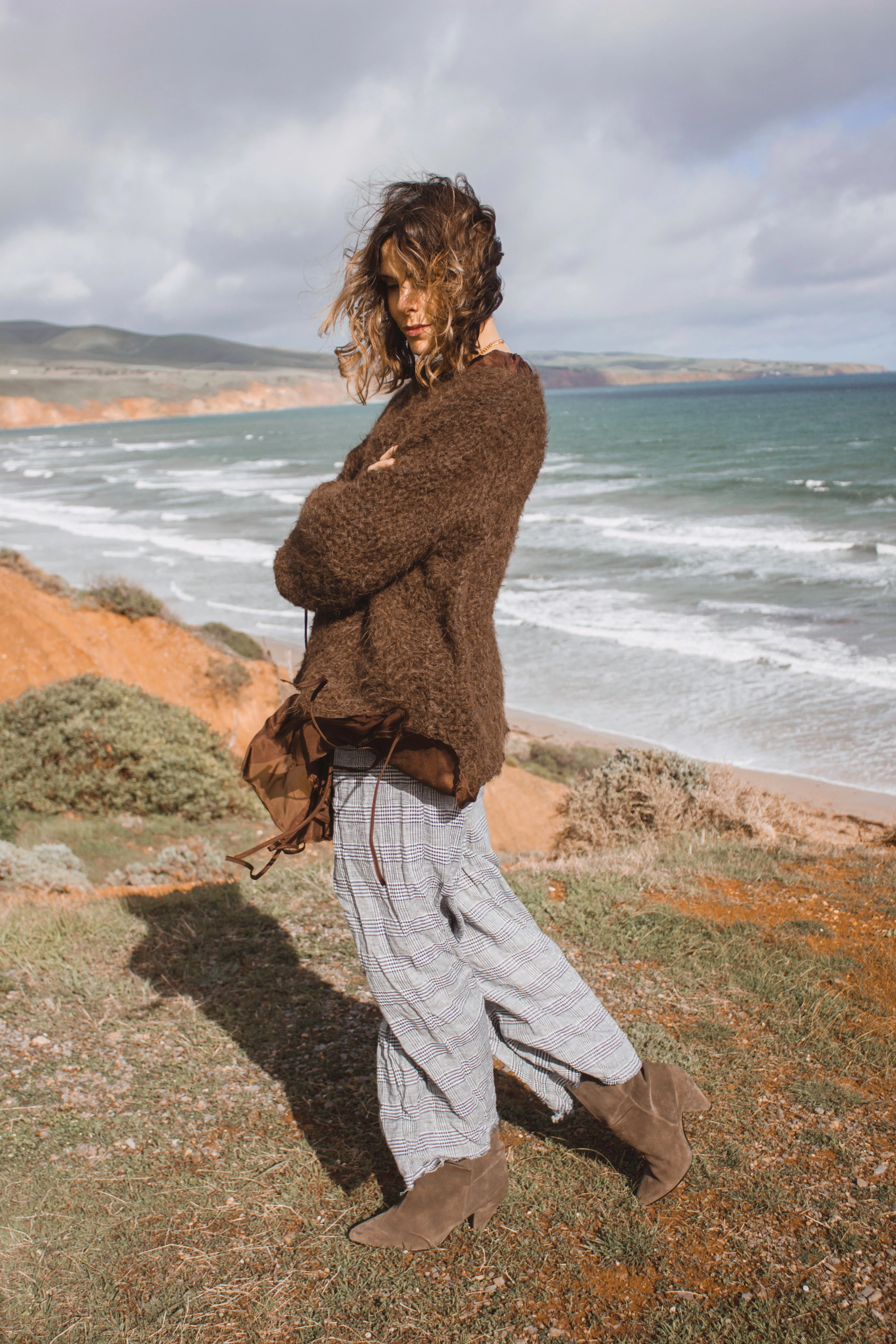 Hand loom sweater detachable collar (Alpaca) - Mushroom