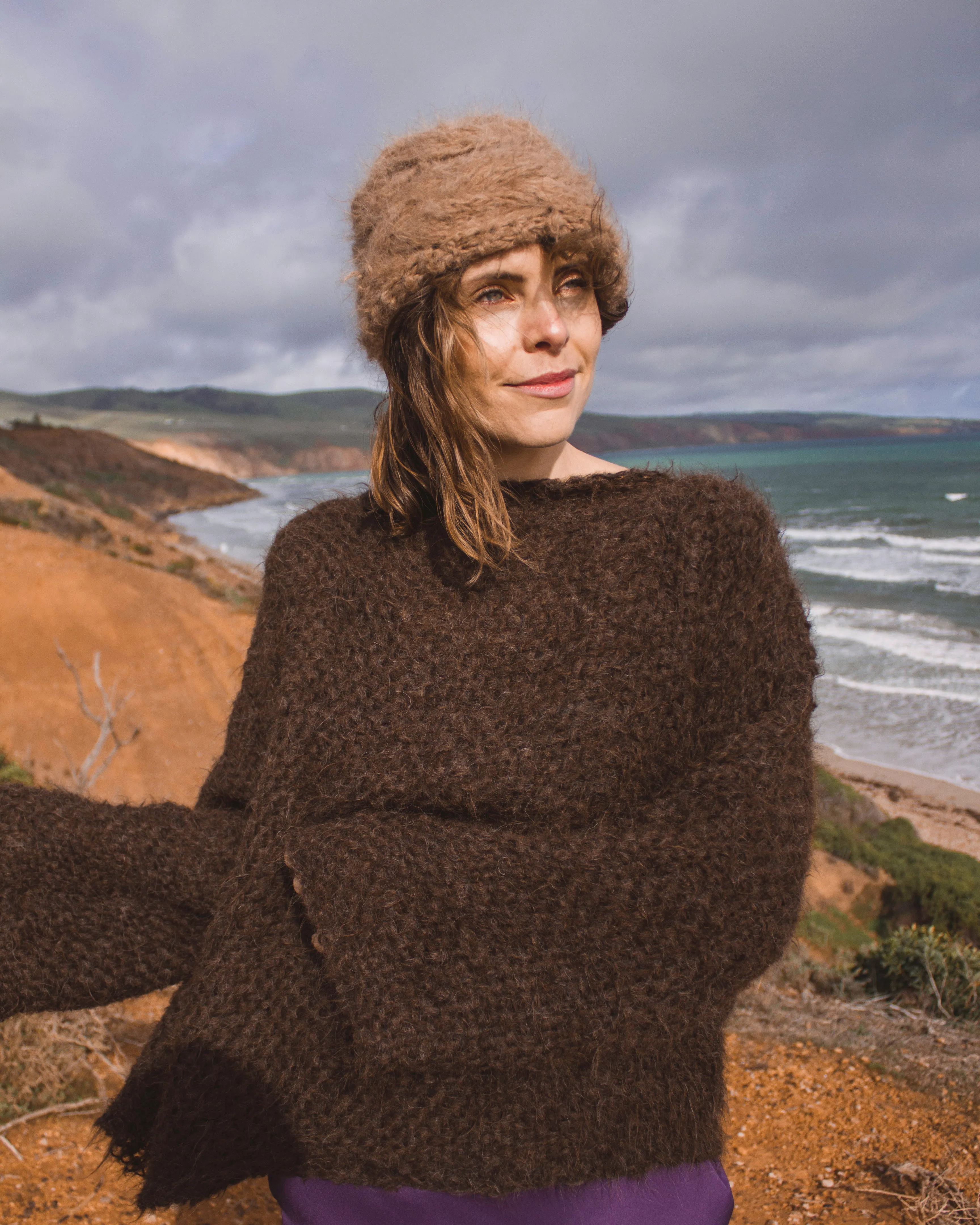 Hand loom sweater detachable collar (Alpaca) - Mushroom