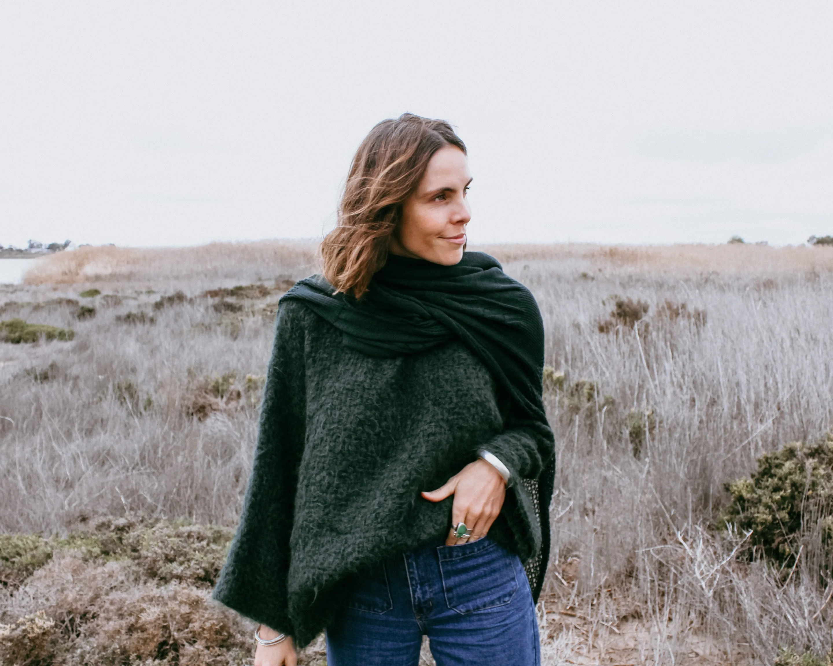 Hand loom sweater detachable collar (Alpaca) - Mushroom