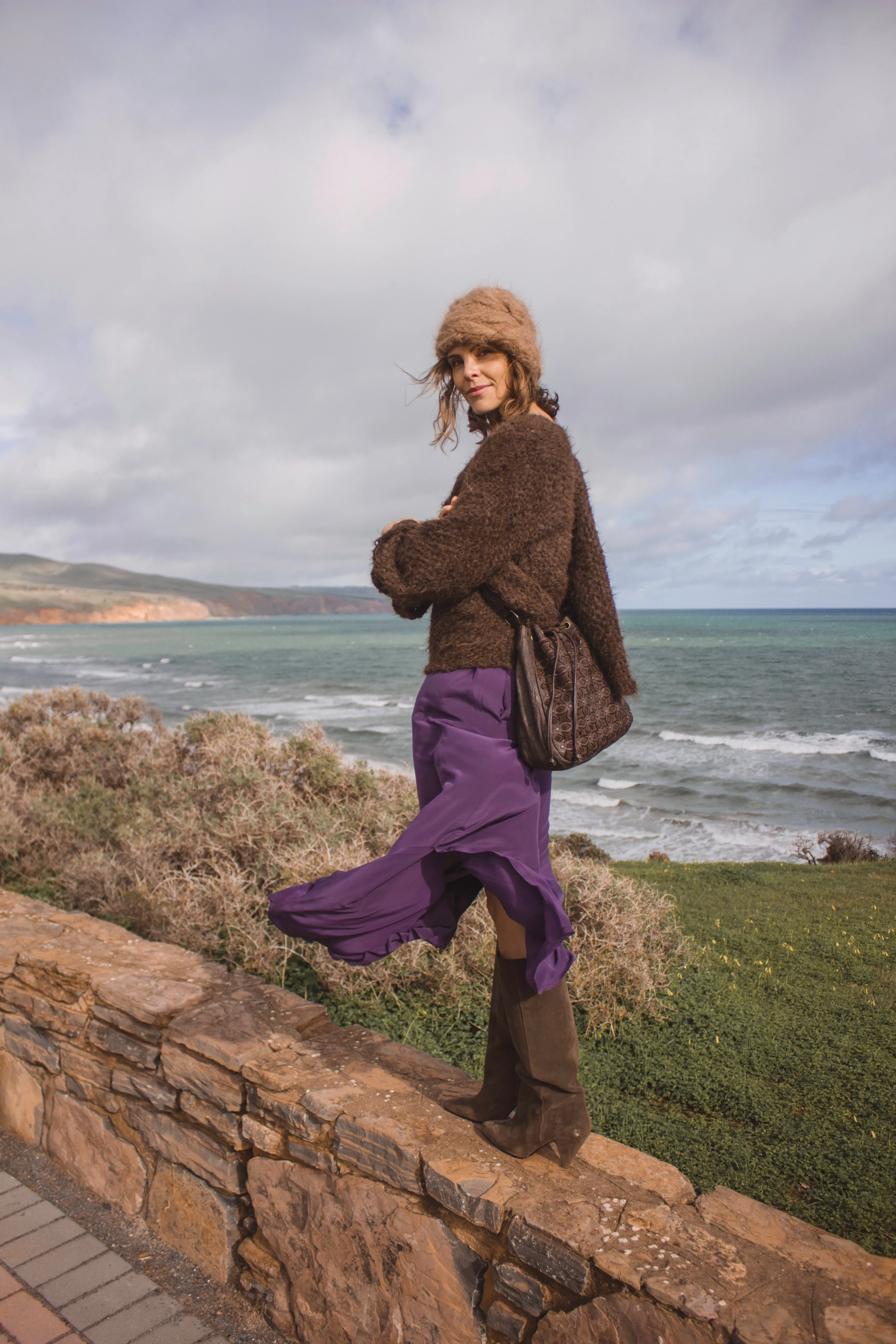 Hand loom sweater detachable collar (Alpaca) - Mushroom