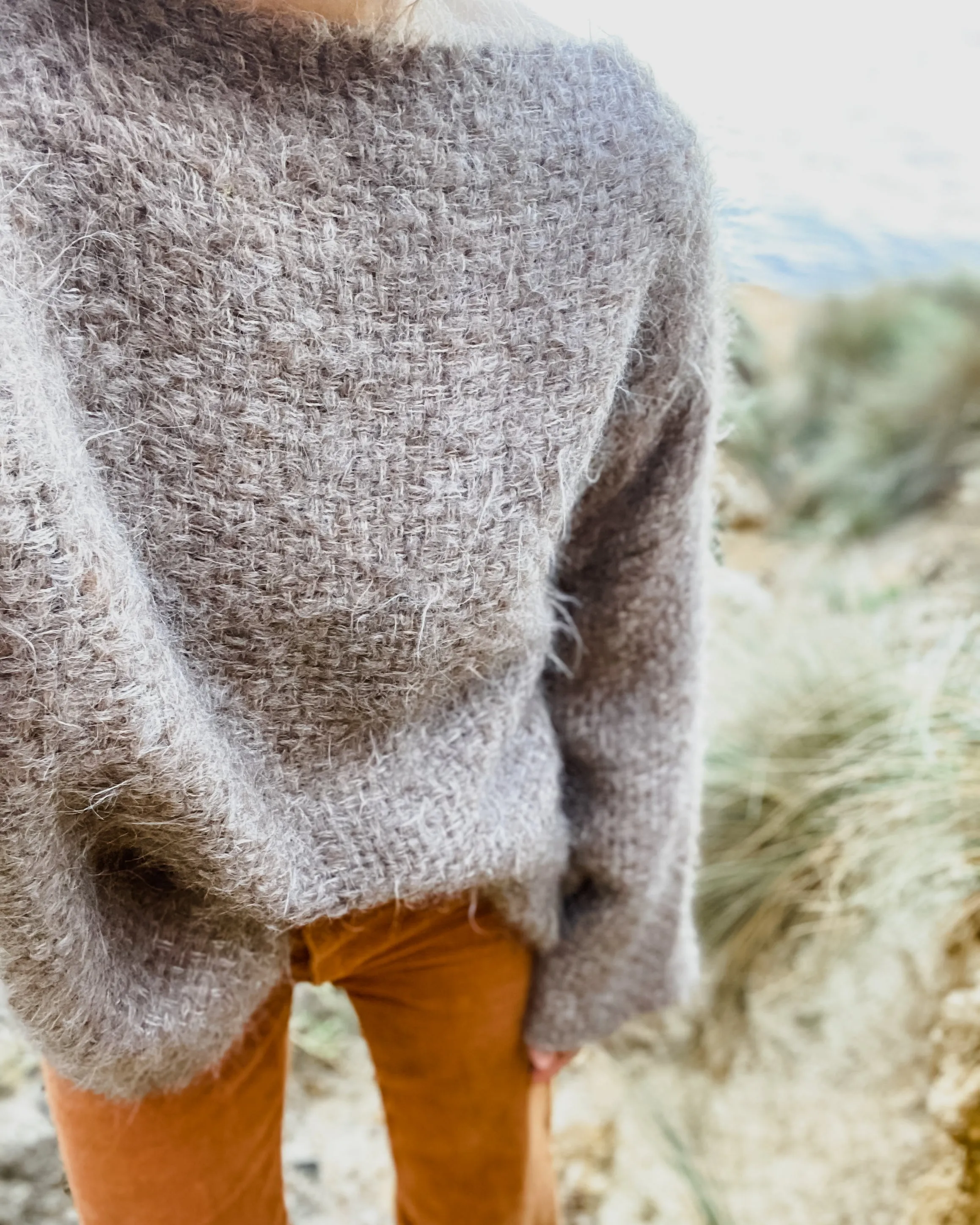 Hand loom sweater detachable collar (Alpaca) - Mushroom