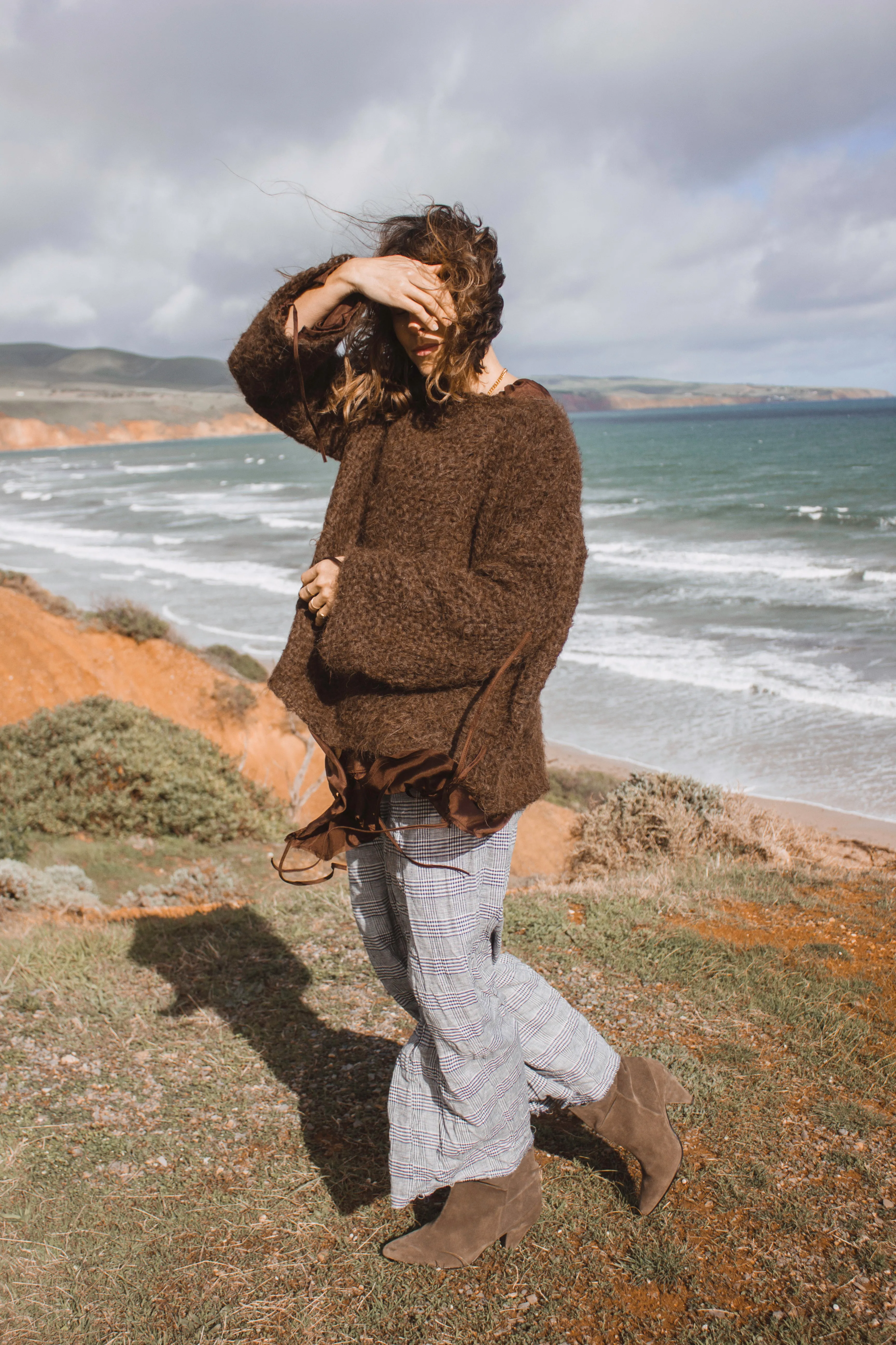 Hand loom sweater detachable collar (Alpaca) - Mushroom