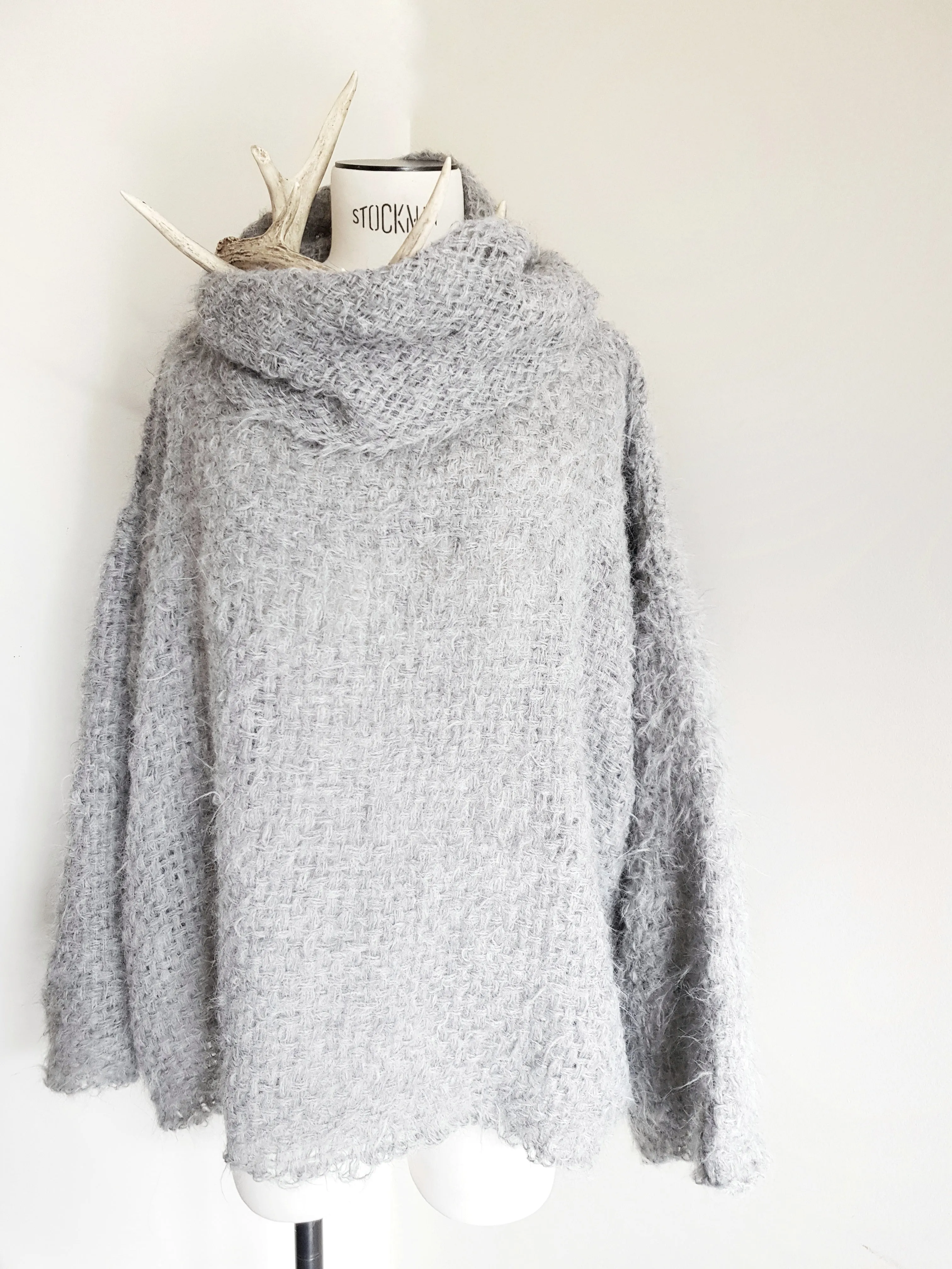 Hand loom sweater detachable collar (Alpaca) - Mushroom