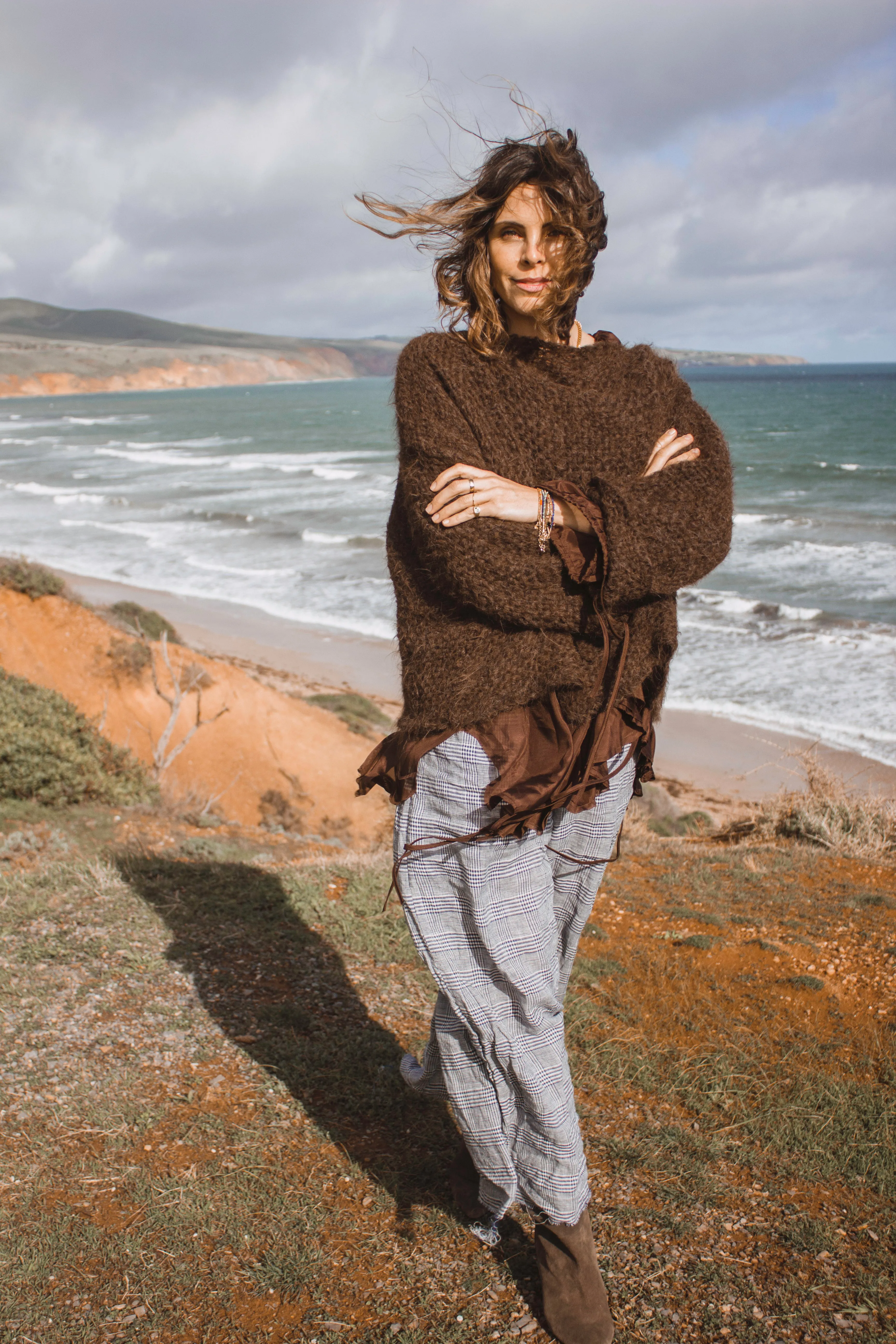Hand loom sweater detachable collar (Alpaca) - Mushroom