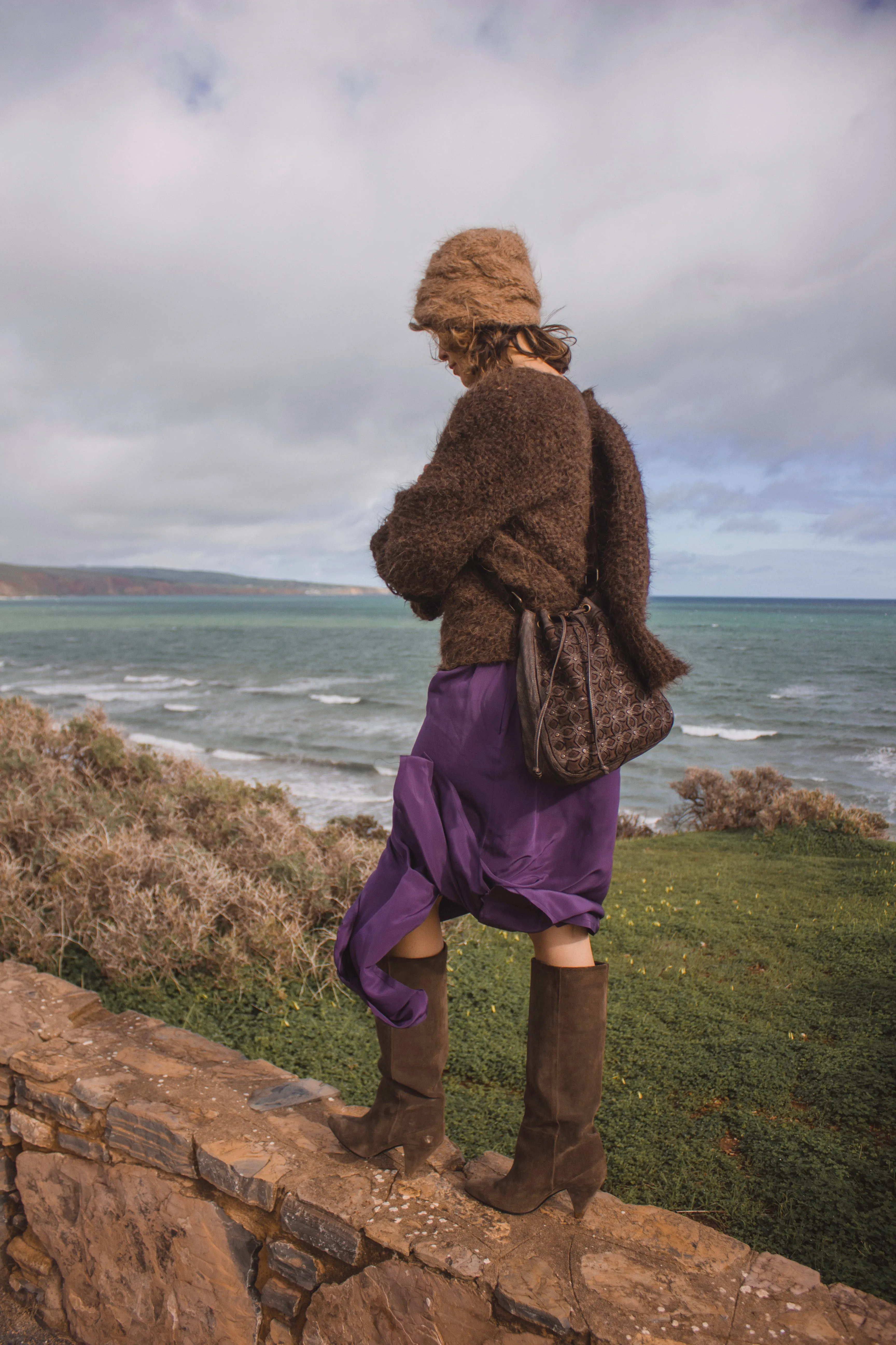 Hand loom sweater detachable collar (Alpaca) - Mushroom