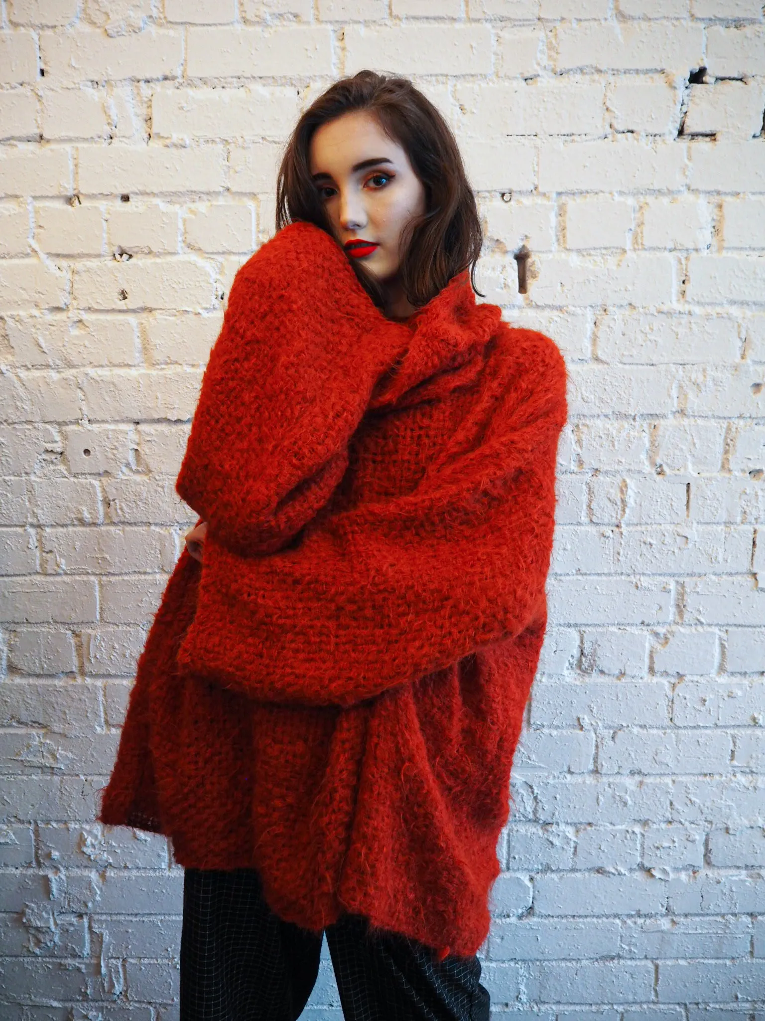 Hand loom sweater detachable collar (Alpaca) - Mushroom