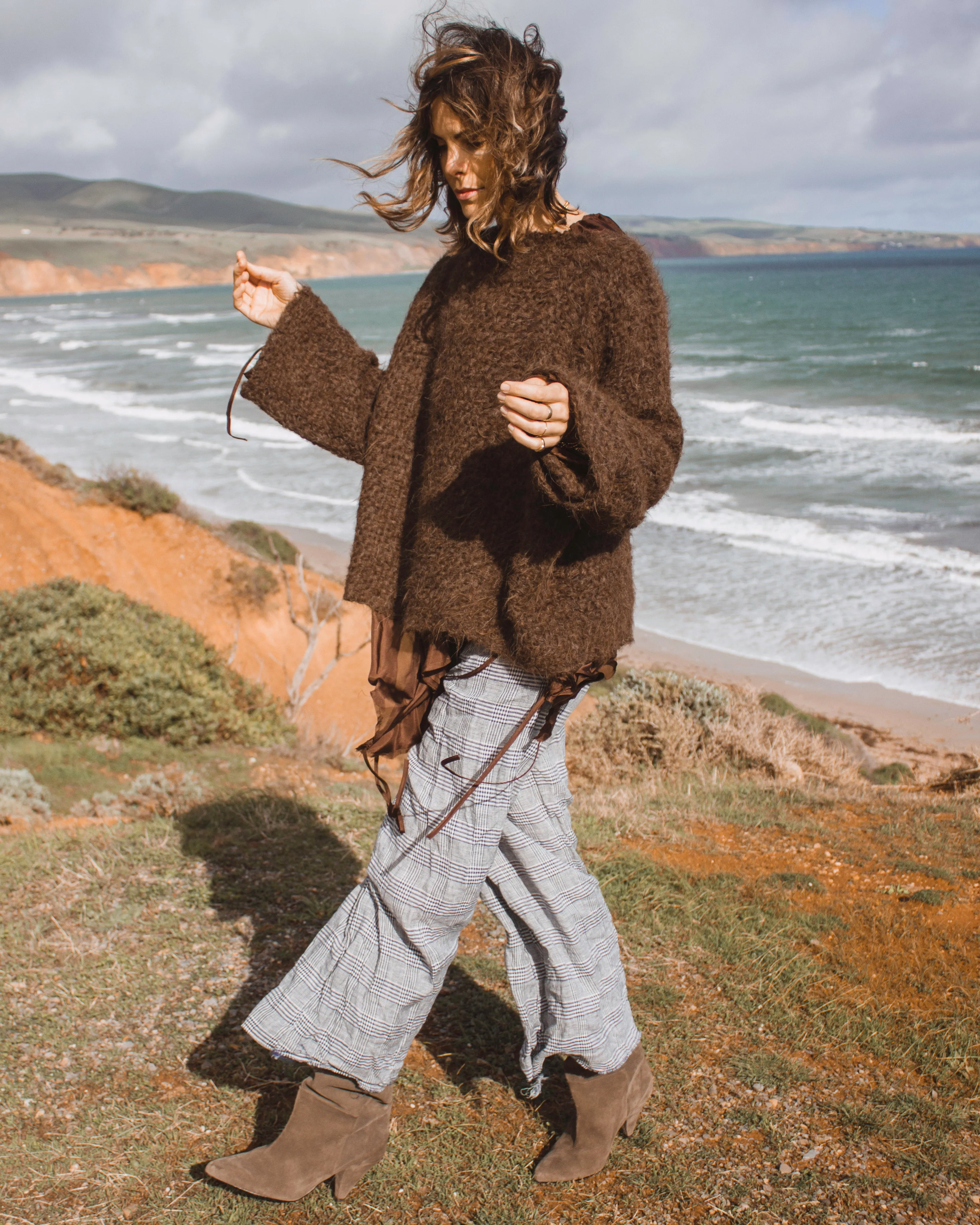Hand loom sweater detachable collar (Alpaca) - Mushroom