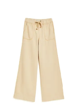 High Rise Patch Pocket Wide Leg Pant With Fray Hem