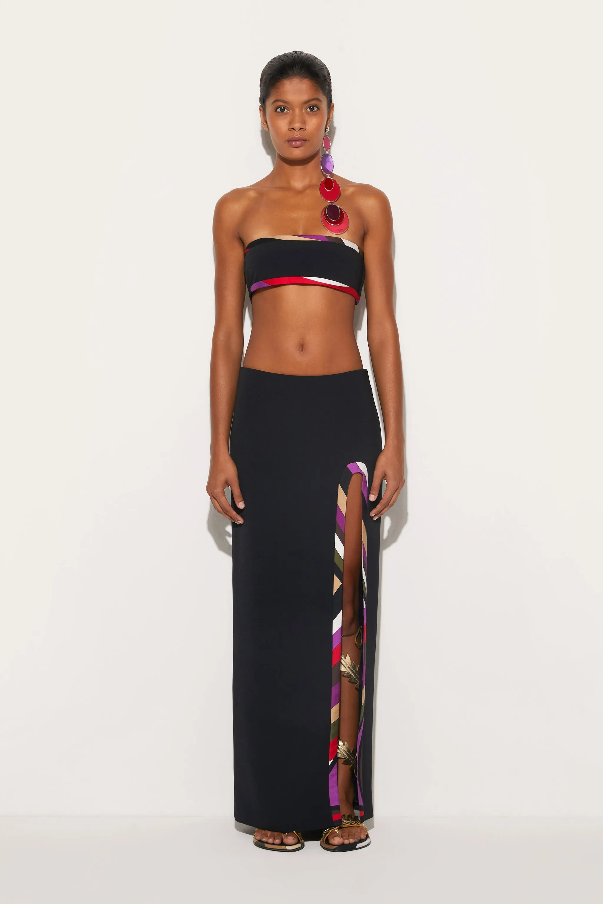 Iride-Print Long Skirt
