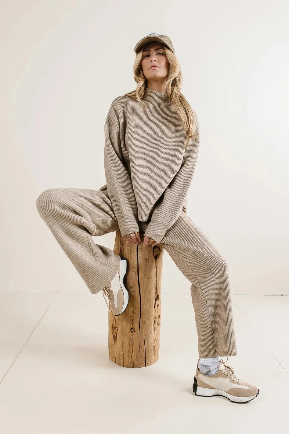 Jaya Mock Neck Sweater in Sand - FINAL SALE