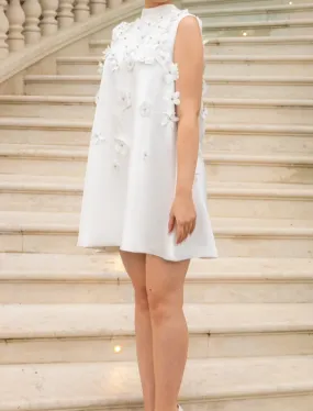KINAR ILOOSE FLORAL APPLIQUE MINI DRESS