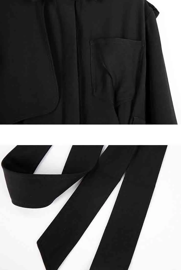 Lapel Collar Belted Trench Coat With Epaulette