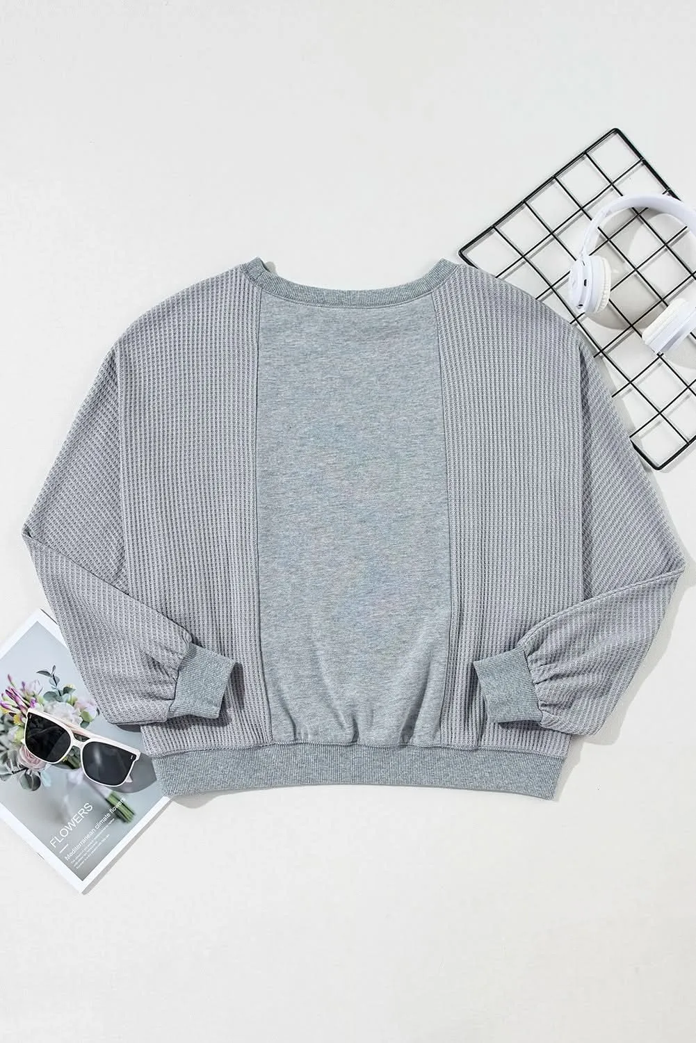 Light grey waffle pullover top