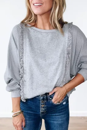 Light grey waffle pullover top