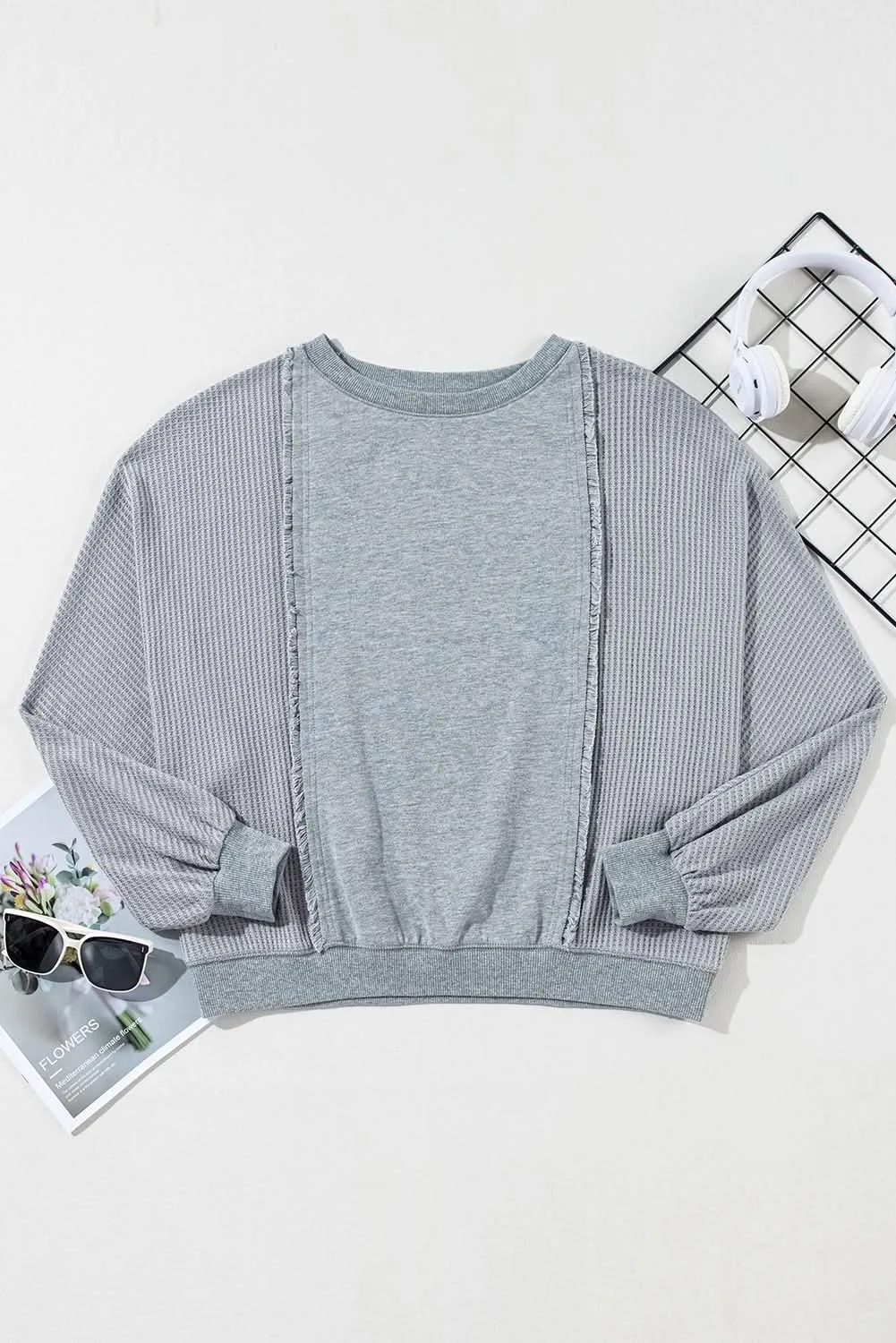 Light grey waffle pullover top