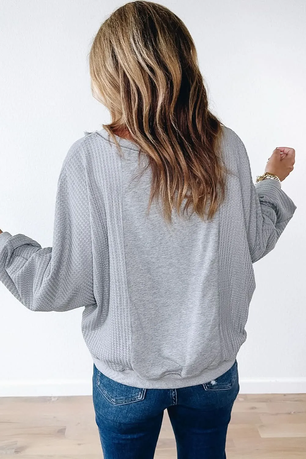 Light grey waffle pullover top