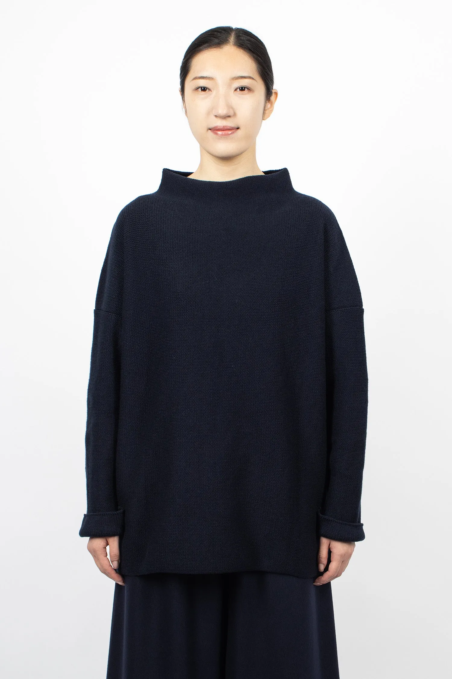 Navy Blue Lupetto Knit Sweater - Optimized Title