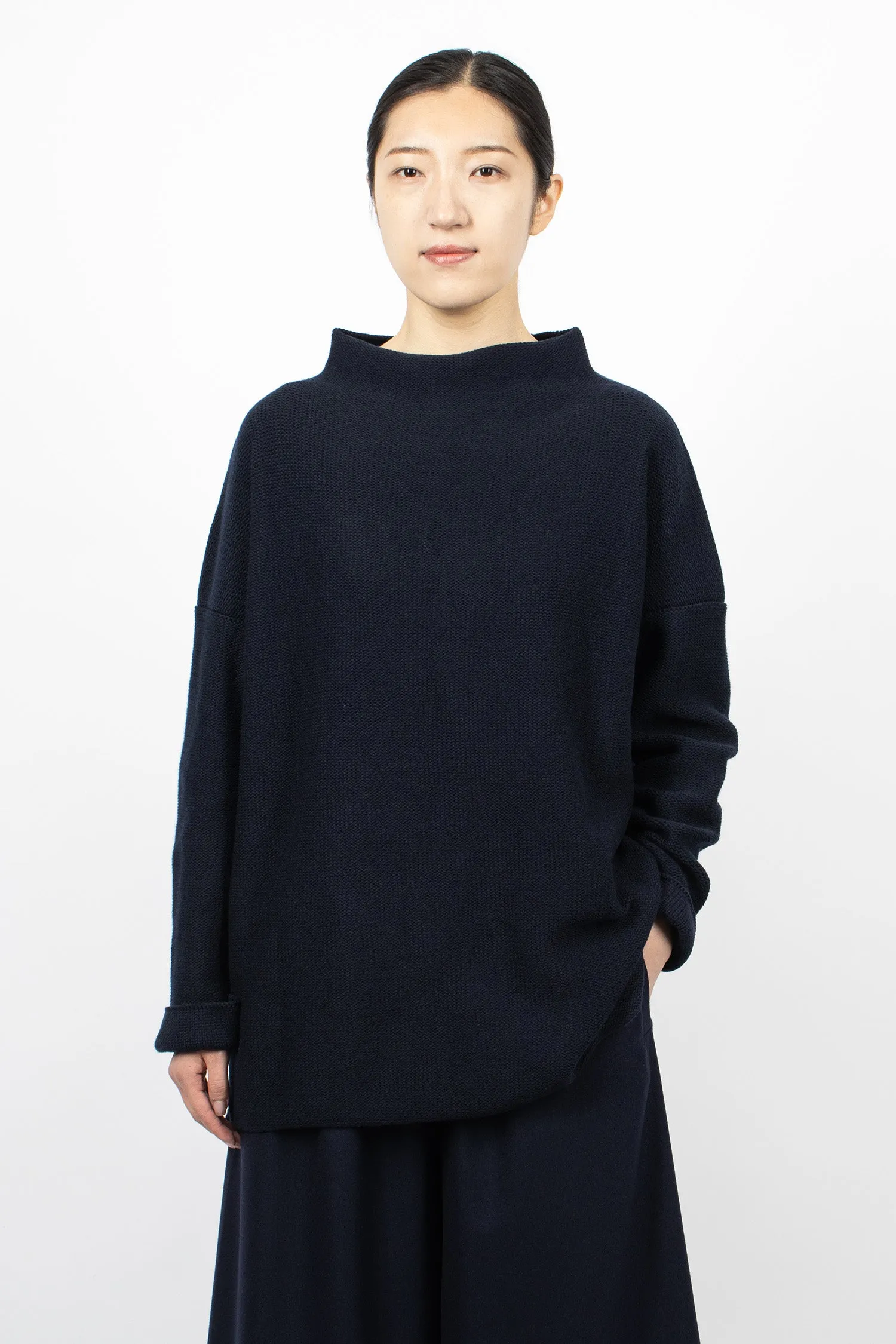 Navy Blue Lupetto Knit Sweater - Optimized Title