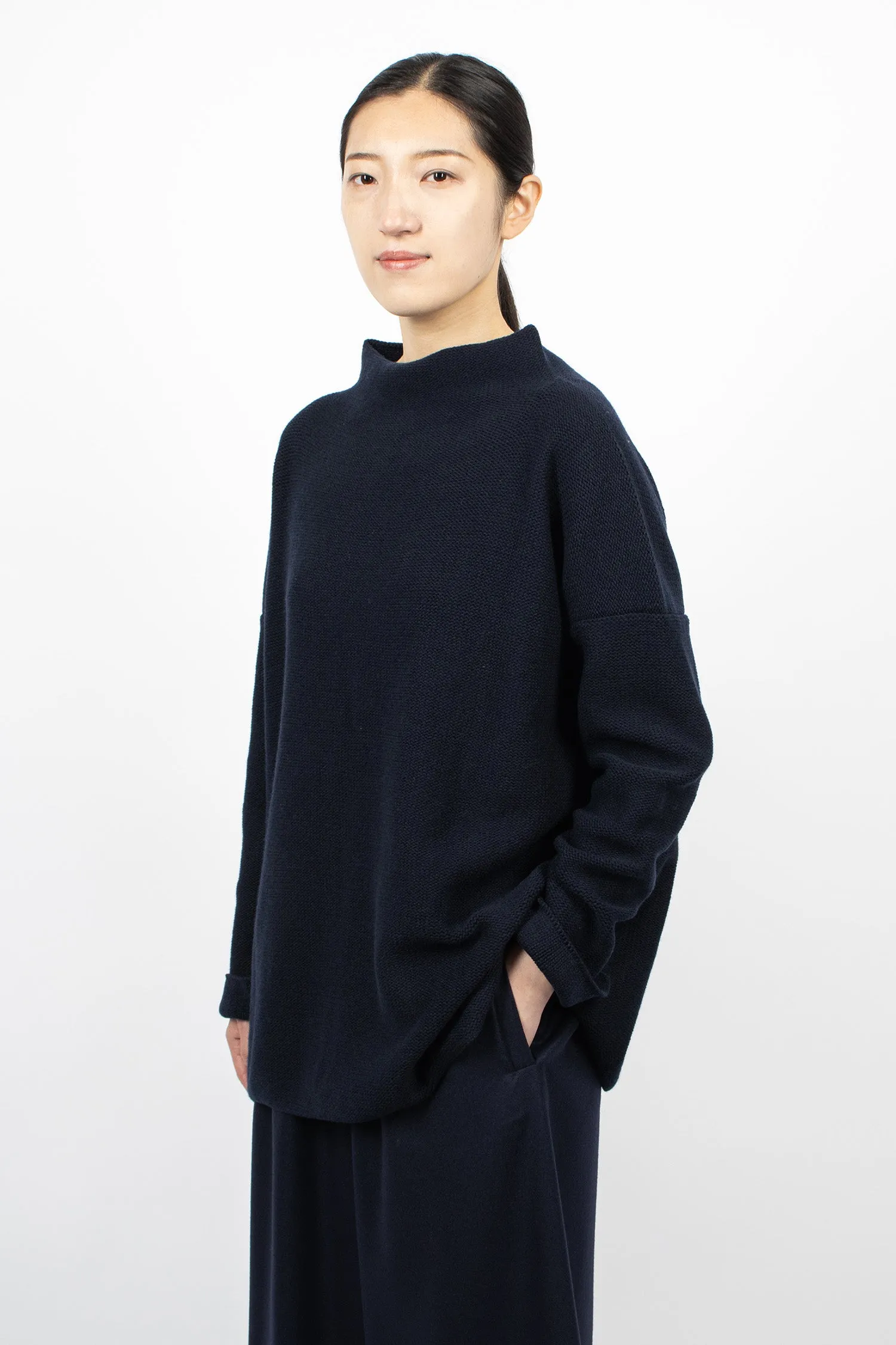 Navy Blue Lupetto Knit Sweater - Optimized Title