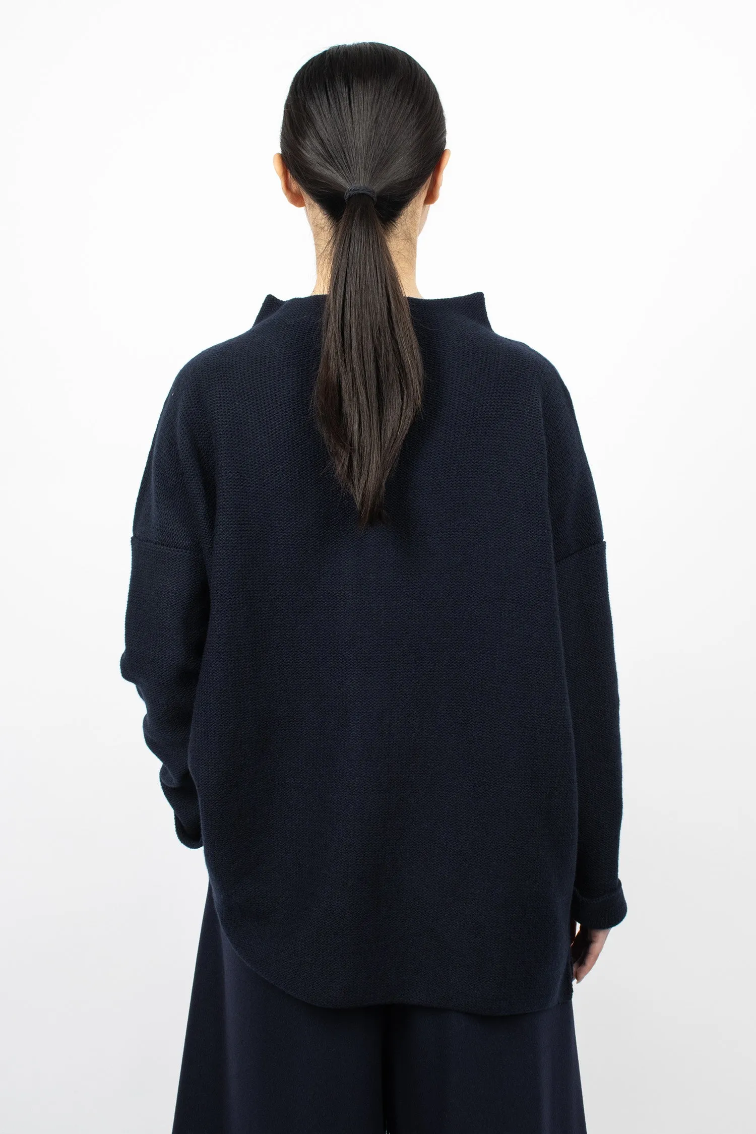 Navy Blue Lupetto Knit Sweater - Optimized Title