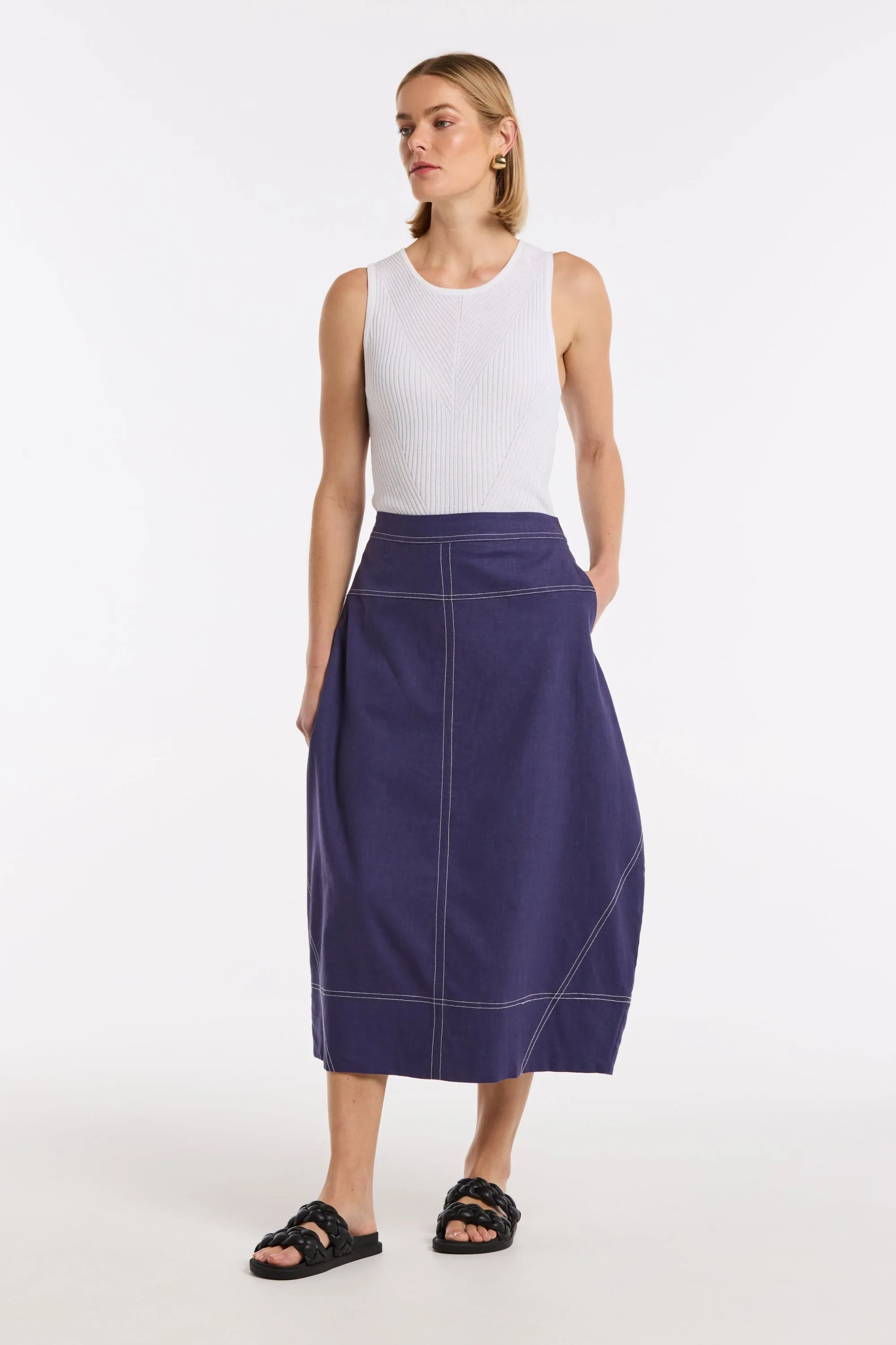 Marco Polo - YTMS55041 Topstitched Skirt