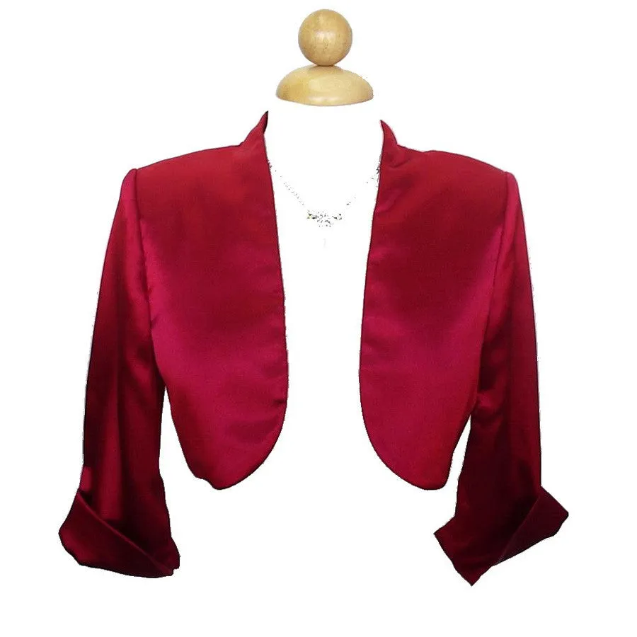 Mid Length Sleeve Ivory Satin Bolero Jacket Shrug