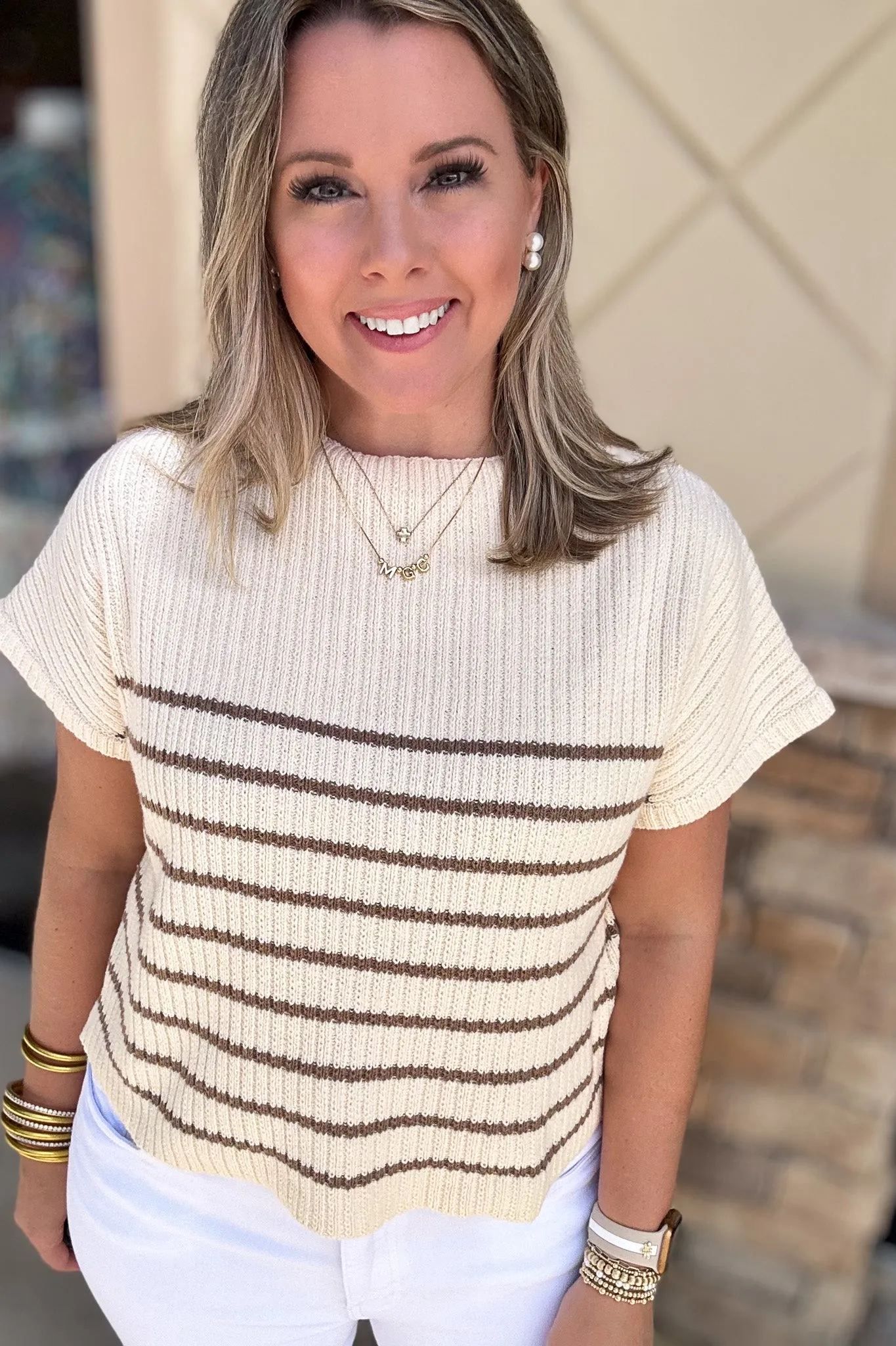 Nantucket Sweater Top - Cream   Mocha