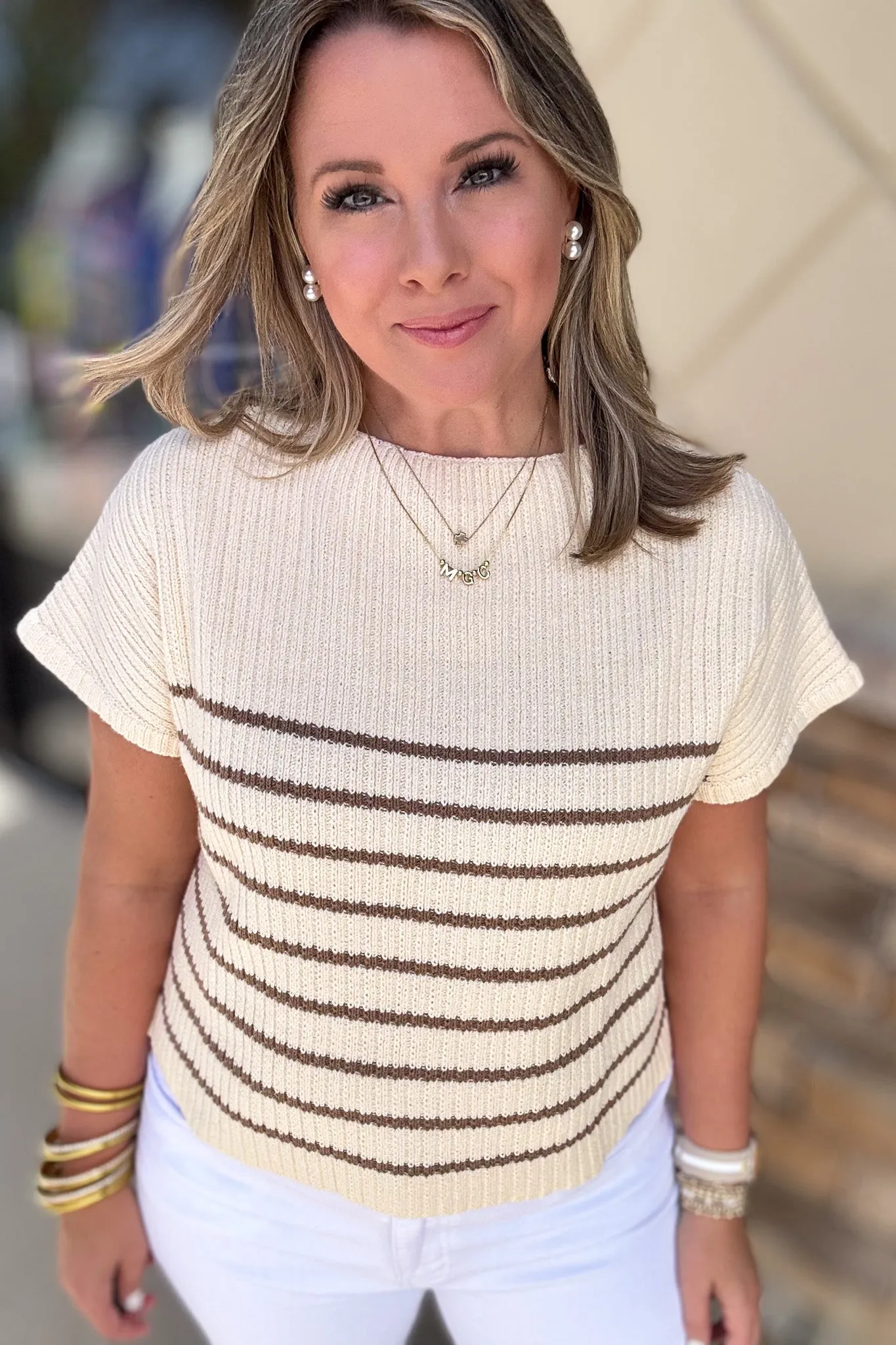 Nantucket Sweater Top - Cream   Mocha