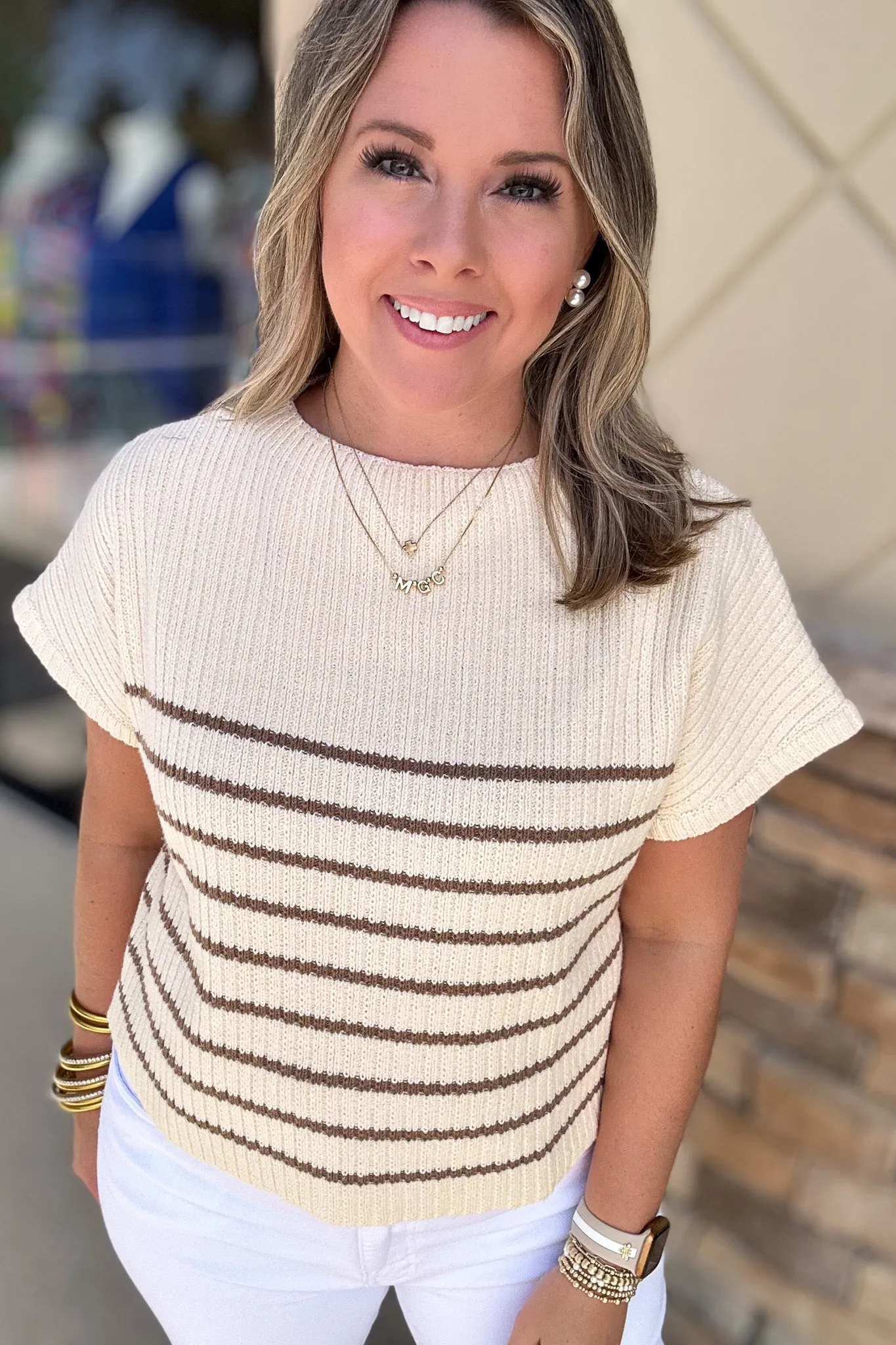 Nantucket Sweater Top - Cream   Mocha