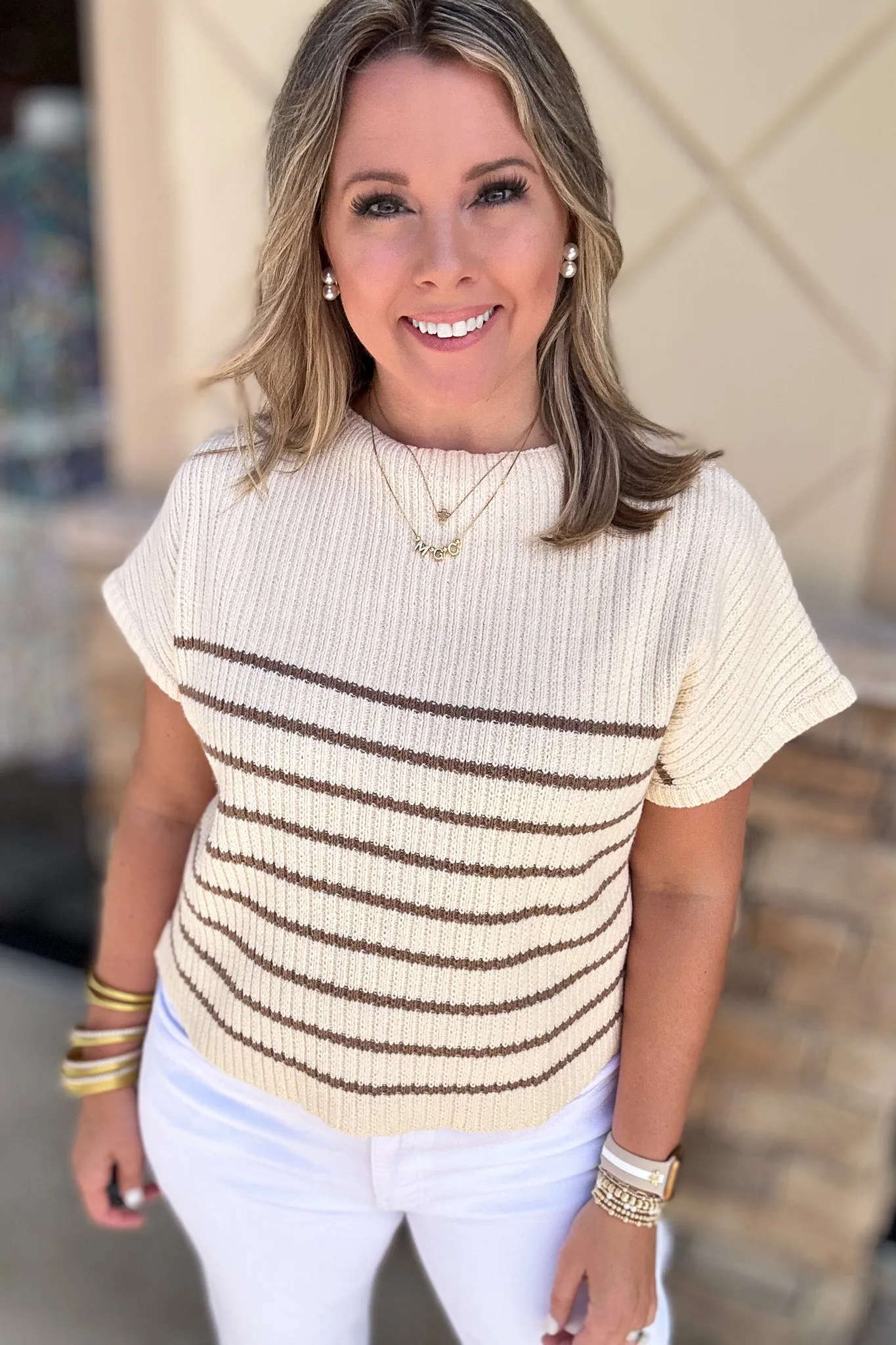 Nantucket Sweater Top - Cream   Mocha
