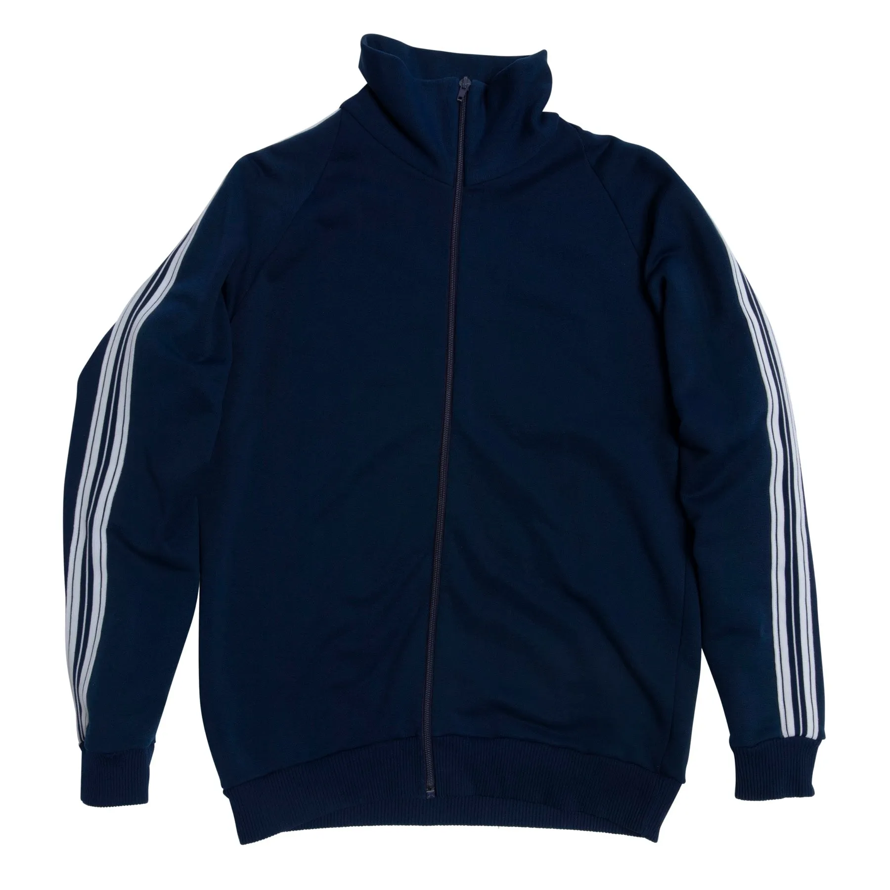 Nylon Blend Fleece Double Knit Stripe Track Jacket