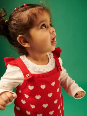 Red Heart Sweater Dress With Tee and Tights