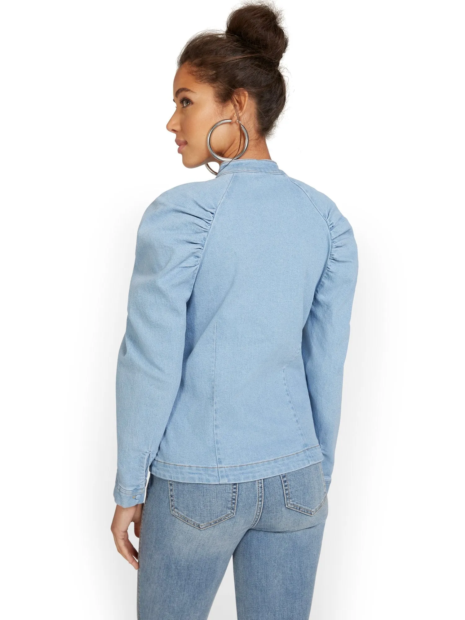 Shirred Denim Jacket