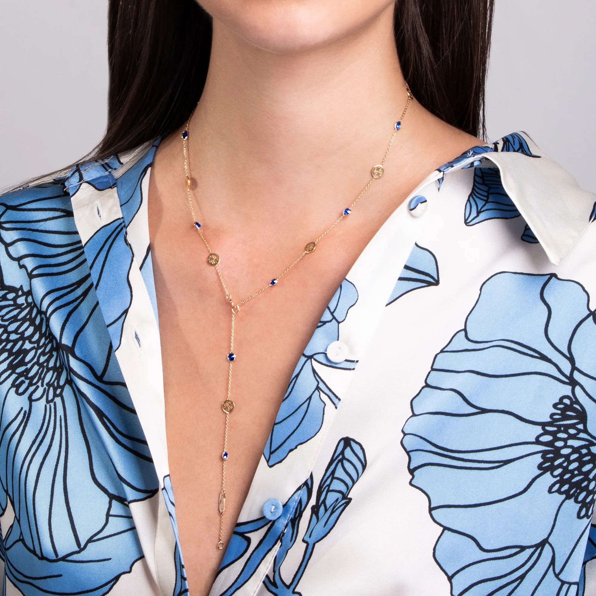 Signature Classic Necklace, Blue Sapphire, Mid-Length