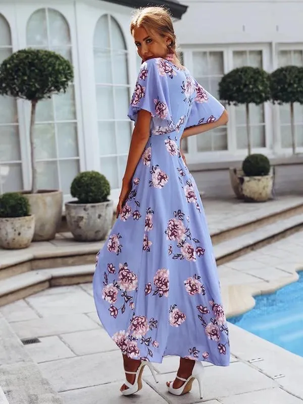 Summer Beach Floral Split-front Bohemia Dresses