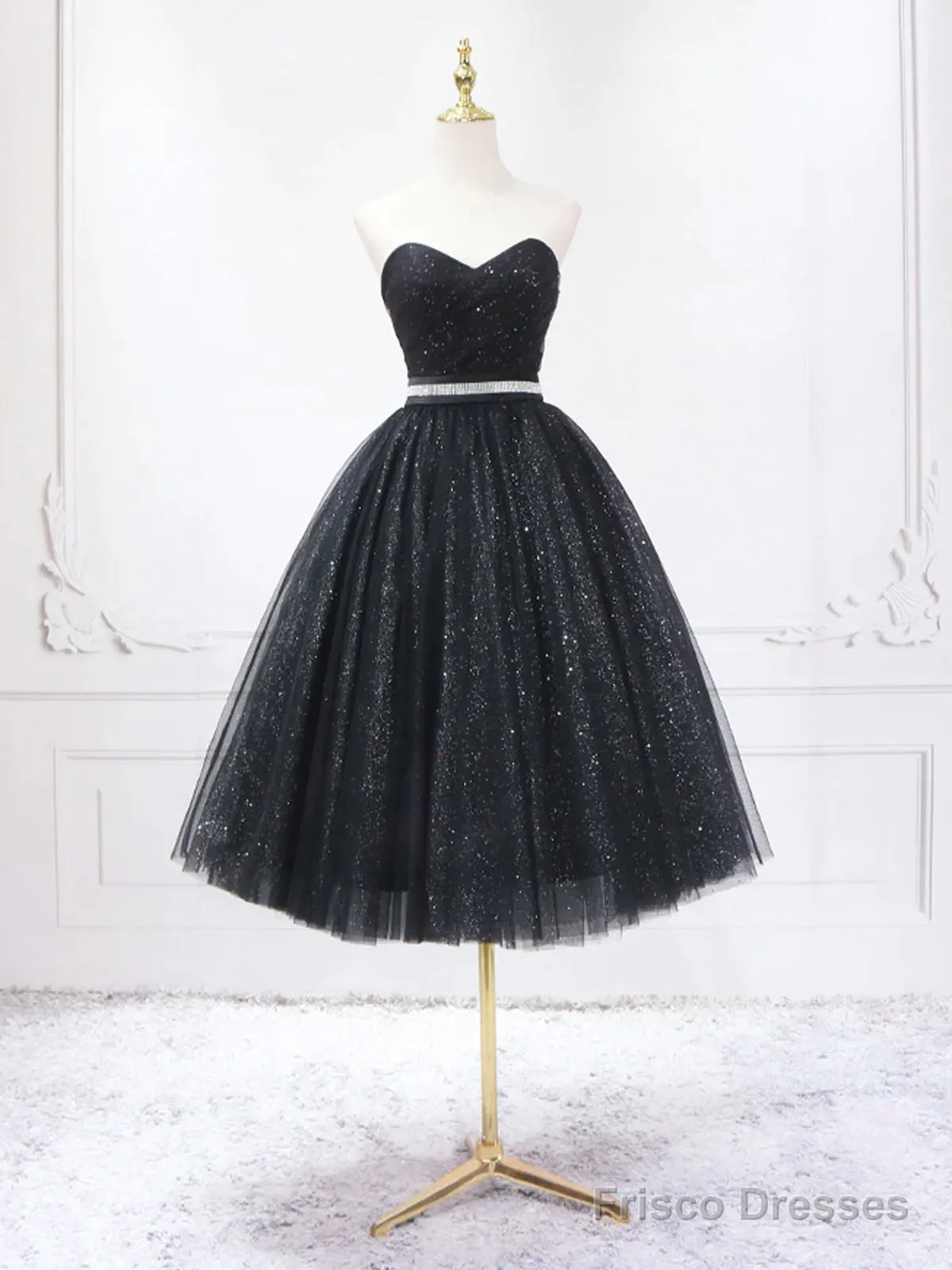 Sweetheart Neck Short Black Prom Dresses, Short Black Formal Graduation Homecoming Dresses