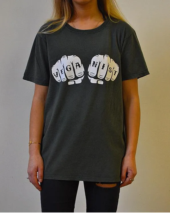 Tough Nut Vegans Veganist Fists Short Sleeved T Shirt Unisex Fit