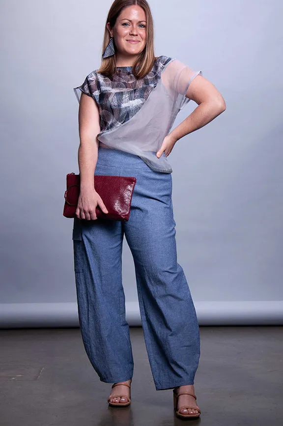 Two Tone Silk Top - Light Grey/Endless Ribbons