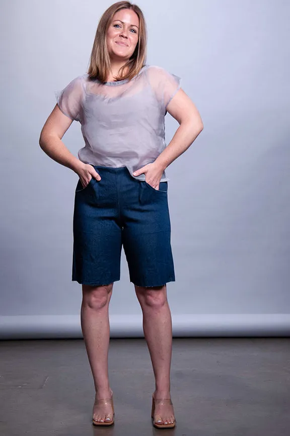 Two Tone Silk Top - Light Grey/Endless Ribbons