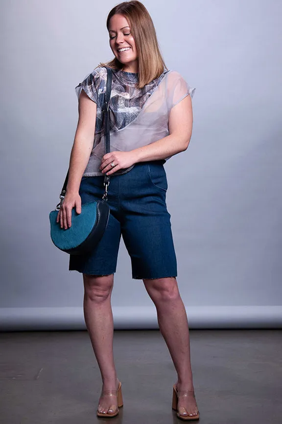 Two Tone Silk Top - Light Grey/Endless Ribbons