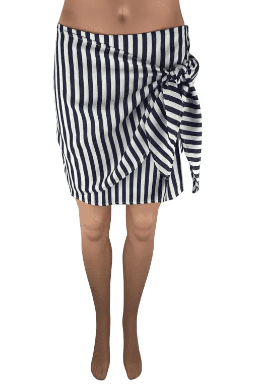 Wild Honey women's blue and white stripe blouse and skirt set size M